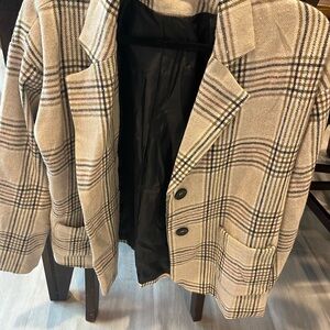 Sage Tan Plaid Women's Blazer